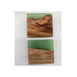 Sous-verre en bois époxyde adapté aux besoins du client de résine avec la forme carrée avec le produit vert clair de Offre Spéciale de couleur - Product Image 1