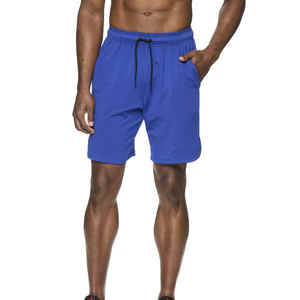 Short de fitness décontracté à motif solide pour hommes Vente Léger Respirant Polyester Mesh Taille moyenne Cordon de serrage Poches zippées de 7 pouces - Product Image 3