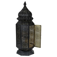 Lanterne à bougie hexagonale moderne en métal MS bicolore, découpe et impression 1 couleur, faite à la main, pour décoration de Noël 2026, de maison et de mariage