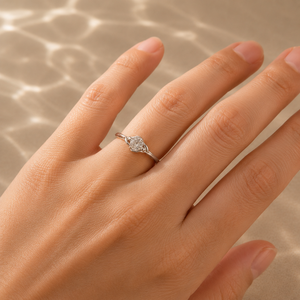 Platinum Rhodium Plated Promise <b>Ring</b> with Bezel Set Zircon Stone for Wedding and <b>Couple</b> - Product Image 5