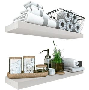 White modern luxury <b>floating</b> wall <b>shelves</b> wall mounted storage shelf for home hotels living room kitchen decor made in india - Product Image 2