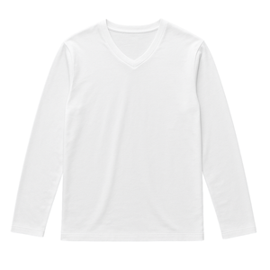 T-shirt à manches longues pour homme, col en V, 100% coton biologique de luxe, pré-rétréci, certifié GOTS, respirant, coupe ajustée - Product Image 1
