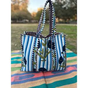 Sac fourre-tout matelassé en coton extra large réversible, écologique et robuste, idéal pour les week-ends, avec bandoulière, pour un usage quotidien, élégant et coloré - Product Image 2