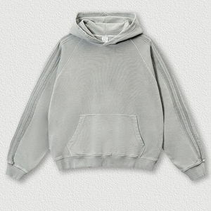 Ensemble de survêtement pour homme, sweat-shirt court et pantalon de survêtement en molleton délavé à l'acide, imprimé délavé au soleil, uni, dernier modèle - Product Image 3