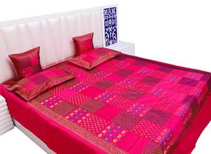 Pur coton drap de lit Floral main BlockJaipuri brocart Patch travail soie Double lit couverture coussin ensemble 407 coton imprimé - Product Image 3