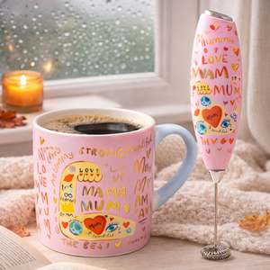 Caja de Regalo para el Día de la Madre, <span class=keywords><strong>Taza</strong></span> de Café de Cerámica con Espumador de Leche, Regalo de Cumpleaños o Festivo, Juego de Tazas de Cerámica Personalizadas - Product Image 4