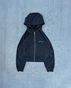 Venta al por mayor a granel peso pesado impreso Logo algodón 400 Gsm hombres cultivo ácido lavado a la piedra de gran tamaño Zip up sudaderas con capucha - Product Image 2