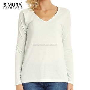 เสื้อยืดคอกลมแขนยาวอินทรีย์100% สำหรับผู้หญิง,ผ้าฝ้าย100% ใส่สบายพิมพ์โลโก้ได้ตามต้องการ - Product Image 3