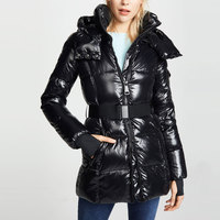 Chaqueta Acolchada Brillante de Alta Calidad al por Mayor, Chaqueta de Invierno Transpirable de Nailon con Estampado de Logotipo Personalizado, Chaqueta Acolchada de Algodón para Mujer