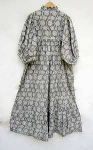 Nueva colección 100% de tela de algodón Maxi vestido para mujer cierre de botones diseñador estampado ropa de playa con cintura Natural - Product Image 3