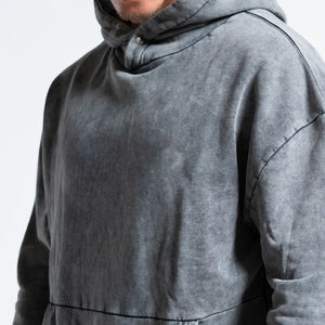Sweat à capuche surdimensionné brodé en éponge française délavé à l'acide Logo personnalisé pour hommes de haute qualité 100% coton épais chaud pour l'hiver - Product Image 2