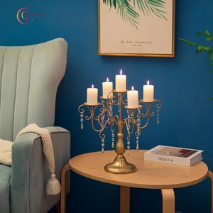 เชิงเทียนแบบมีสายชุบทองแขน5ชิ้นทำด้วยมือรูปทรงไม่เหมือนใครดีไซน์ทันสมัยเชิงเทียนแบบมีสายสำหรับบ้านและคริสต์มาสขนาดใหญ่ - Product Image 1