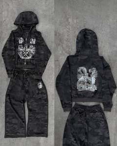 Sweats à capuche et pantalons de survêtement de haute qualité ensemble deux pièces personnalisées pour hommes ensemble de sweat à capuche zippé épais 500gsm survêtement pour hommes - Product Image 4