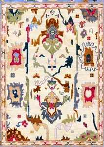 Élégant Antique Oushak Laine Noué À La Main 8x10 Traditionnel Vintage Turc Tapis Tapis Bleu Beige Design Salon Salle De Bains Prière - Product Image 3