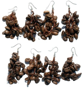 Pendientes de gota de café tribales hechos a mano, joyería de moda a la venta en Perú - Product Image 1