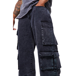 Pantalones altos y pesados regulares personalizados unisex, pantalones de chándal de pierna ancha, de algodón, lavado ácido, desteñido al sol, pintado, rectos, acampanados - Product Image 6