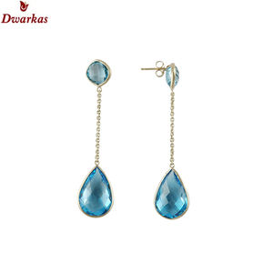 Boucles d'oreilles classiques à la mode, vente chaude, argent sterling 925, pierre précieuse topaze bleue, boucles d'oreilles pendantes, cadeau de mariage, bijoux - Product Image 1