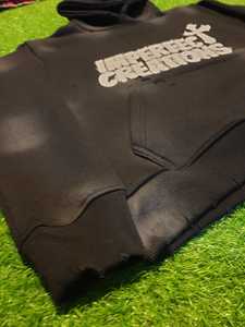 Sudadera con Capucha Negra Desgastada de Algodón 100%, 340 GSM, Peso Pesado, Estampada, para Hombre, Estilo Desgastado por el Sol, para Invierno - Product Image 5