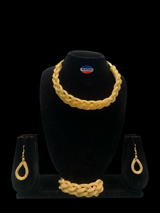 Ensemble de bijoux de mode en or vintage collier à maillons en maille large bracelet de style classique pour mariages anniversaires fiançailles - Product Image 3