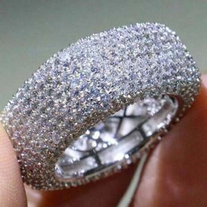 Classic Men <b>Women</b> Jewelry Unique Square Shape <b>Statement</b> <b>Ring</b> Micro Pave Moissanite 925 Silver Color Luxurious Wide Band <b>for</b> - Product Image 3