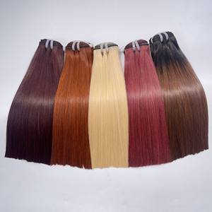 Top vietnamita cabello crudo cabello humano sedoso recto Color rojo completo paquetes de cabello humano virgen Remy vino tinto humano precio al por mayor - Product Image 6