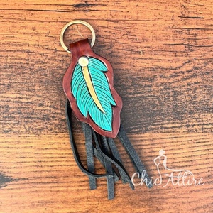 Llavero de cuero con flecos personalizado occidental, llavero de cuero genuino, llavero de vaquera, llaveros de cuero de lujo - Product Image 1