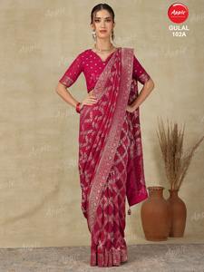 Saree en Georgette pure viscose pour tissage Drapé léger de qualité supérieure Idéal pour les occasions ethniques Festivals Designer Styling Sarees - Product Image 4