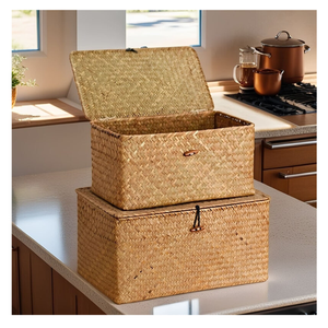 Cestas de almacenamiento de ratán hechas a mano, servicio personalizado duradero y ligero de Vietnam, caja de mimbre estética Natural - Product Image 1