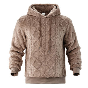 Sweats à capuche en laine polaire de couleur unie pour hommes élégants automne hiver sweats à capuche en laine à cordon de serrage vintage hommes à la mode sweat à capuche à manches longues - Product Image 6