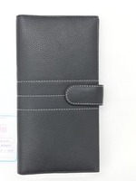 WRIZA Porte-passeport minimaliste en cuir véritable, court, noir, avec fermeture à fermoir, étui pour documents de voyage, impression métallique, épaisseur 30 mm