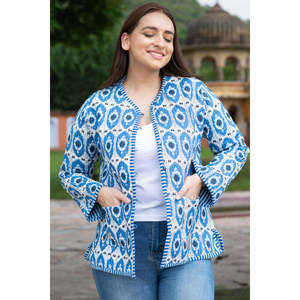 Handmade Cotton Quilted <b>Jacket</b> Reversible Varsity Style Floral XL Hooded <b>Suede</b> Nylon Sustainable Outerwear for Spring Autumn - Product Image 1