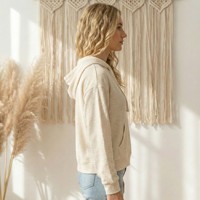 Yüksek Kaliteli Ağır Fransız Havlu Kumaşı Sokak Modası Kadın Kapüşonlu Sweatshirt Özel Baskılı 3D Nakışlı Önü Bol Kesim Kışlık