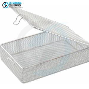 Panier à mailles fines en acier inoxydable, couvercle, manuel, durable, réutilisable, solution de rangement pour instruments médicaux chirurgicaux, hôpitaux - Product Image 1