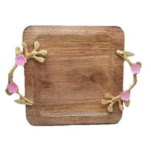 Plateau de service en bois massif de style Art déco pour le Ramadan, décoration de luxe pour la maison, exportateurs en gros d'Inde - Product Image 1