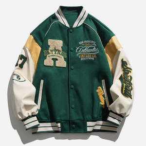 Veste bomber de baseball de qualité supérieure, style universitaire, avec manches en cuir véritable - Product Image 2