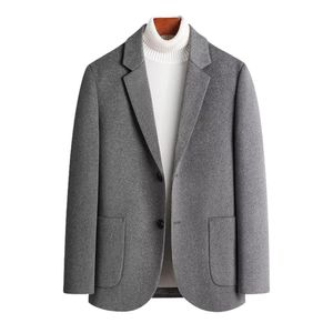 Blazer en laine bleu ardoise moderne pour homme, veste décontractée bleu gris, coupe ajustée, veste de sport d'affaires, vêtement d'extérieur texturé, tendance automne-hiver - Product Image 2