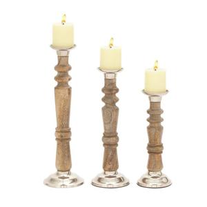 CONJUNTO DE 3 Portavelas de Color Natural de madera de mango macizo hecho a mano Proveedor indio de buena calidad a precio de mercado confiable - Product Image 5