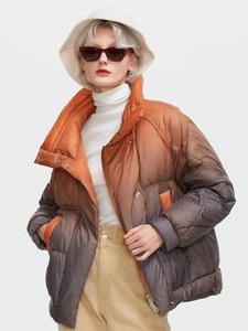 Veste d'hiver chaude à bulles pour femmes, respirante et légère, fermeture à glissière complète, col montant, méthode de tissage tissé - Product Image 5