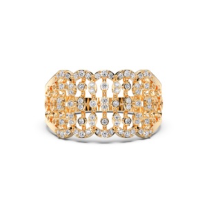 Anillo de 0,30 quilates con patrones geométricos modernos de diamante de corte redondo de moissanita de quilates hecho en oro sólido de 10K,14K,18K - Product Image 5