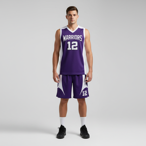 Ensemble d'uniformes de basket-ball en gros avec conception de couleurs personnalisées |   Fournisseur de maillots et shorts de basket-ball OEM ODM pour équipes - Product Image 1