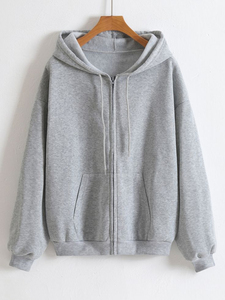 Autumn Men's Zipper <b>Hoodie</b> Soft Cotton Comfortable Knitted Pile Fabric Solid Custom Printing Embroidered Logo <b>Thin</b> Sweatshirt - Product Image 6