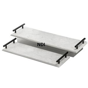 Finition antique Ensemble de 2 plateaux de service polyvalents pour petit-déjeuner Plateau en métal de qualité commerciale écologique - Product Image 4