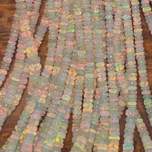 Genuine Ethiopian <b>Opal</b> Smooth Rondelle Beads 3-5mm Natural Gemstone Strand for Jewelry Making Loose Beads Wholesale Bulk - Product Image 1