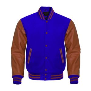 Veste en laine sur mesure avec manches en cuir de vache véritable, vente en gros de vestes en laine de haute qualité, vestes universitaires en laine - Product Image 5