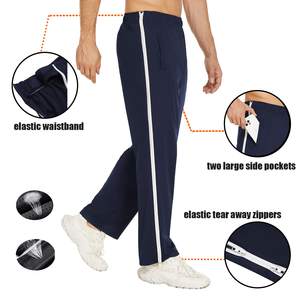 Pantalon de survêtement droit à rayures incurvées pour hommes Pantalon de survêtement à rayures latérales pour hommes Pantalon de jogging à double taille Street Fashion Baggy pour hommes - Product Image 5