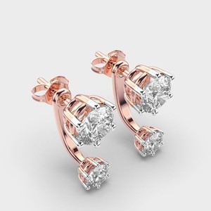 IGI Certified Lab Grown Diamond <b>Drop</b> Stud Earrings 14K Rose / Yellow / White Gold Round Brilliant Diamond Designer Earrings - Product Image 2