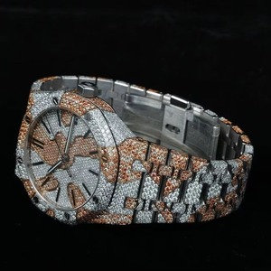 Montre Hip Hop de Luxe Personnalisable avec Diamants Moissanite VVS Glacés, Quartz, Bracelet en Acier Inoxydable, Cadeau d'Affaires Tendance - Product Image 1