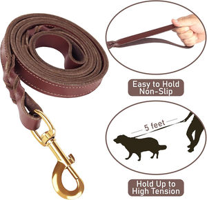 Collares de cuero marrón hechos a mano para perros, ajustables, duraderos, cómodos, con hebilla de metal, tamaños para perros pequeños y grandes - Product Image 4