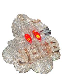 Trendy Solid White Gold Plated Fully Iced Out Letter VVS Moissanite Custom 925 Sterling Silver Letter Hip Hop Pendant for Rapper - Product Image 1