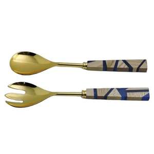 Serveur à salade élégant et luxueux avec poignée en résine, acier inoxydable et résine, passe au lave-vaisselle, élégant pour les fêtes, les hôtels et l'usage domestique - Product Image 5